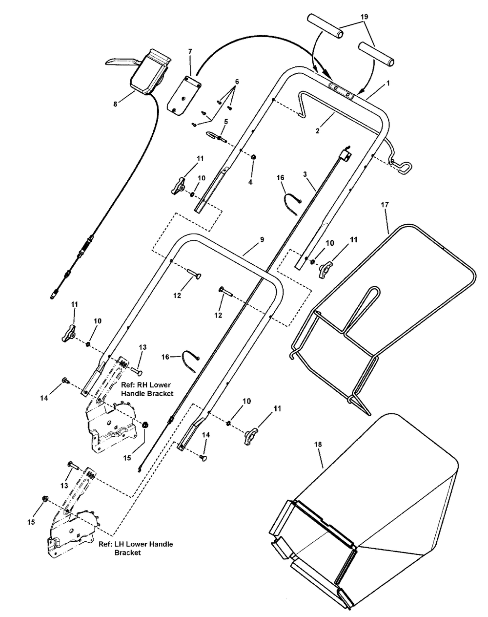 Handles And Controls Diagram and Parts List for 7800806-BTPV22675HWFC 2011 Briggs and Stratton Lawn Mower